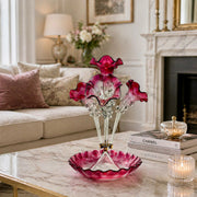 Victorian Cranberry Glass Epergne, Late 19th Century