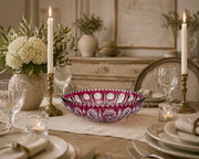 Vintage Cranberry Cut Crystal Bowl