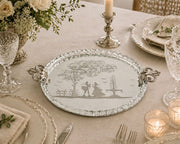Vintage Round Italian Etched Glass Vanity or Drinks Tray, Mid-20th Century