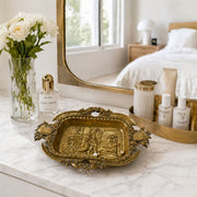 19th Century French Gilt Brass Figural Tray  Vanity Dish with Village Scene