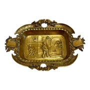 19th Century French Gilt Brass Figural Tray  Vanity Dish with Village Scene