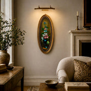 Signed Vintage Floral Still Life Oil Painting in Oval Gilt Frame, Under Glass