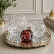 Ruby Red Cut Glass Vase with Arabic Calligraphy. Elegant Decorative Accent