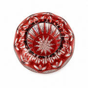 Ruby Red Cut Glass Vase with Arabic Calligraphy. Elegant Decorative Accent