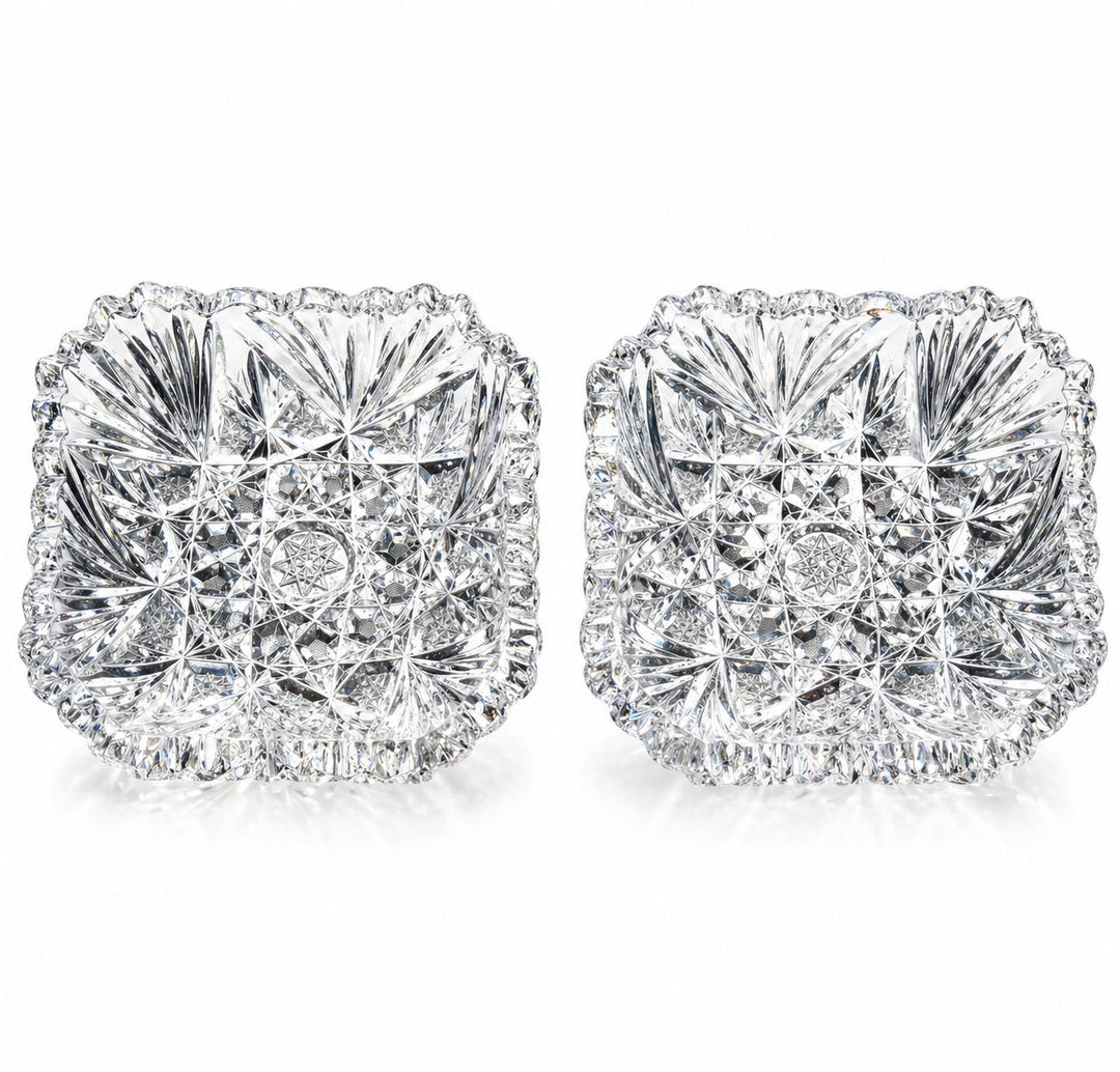 Pair of Cut Crystal Bowls in Original Finnigans Ltd Case. London Retailer