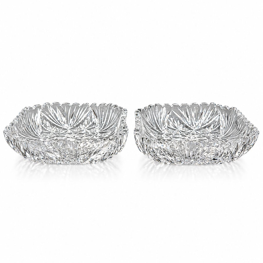 Pair of Cut Crystal Bowls in Original Finnigans Ltd Case. London Retailer