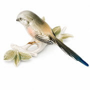 Pair Karl Ens Porcelain Long Tailed Tit Bird Wall Plaques Mid Century German Figurines