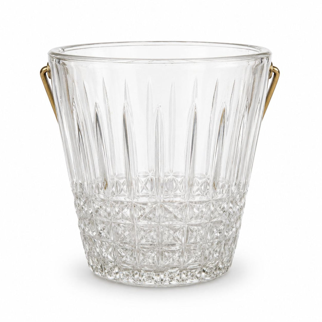 French Cut Glass Ice Bucket with Gilt Spiral Handle