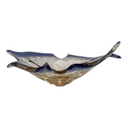 Exceptional Murano Style Freeform Art Glass Centrepiece Bowl Blue & Amber Sommerso, Mid Century