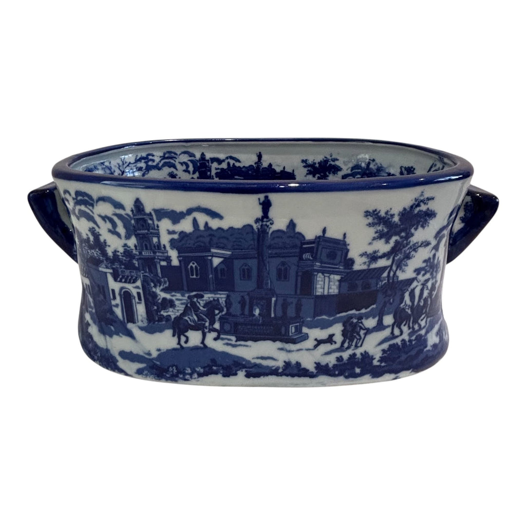 Mid 20th Century Staffordshire Style Stone China Foot Bath Blue & White