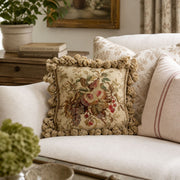 Vintage French Country Style Needlepoint Cushion with Tassel Trim (A)