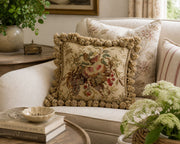 Vintage French Country Style Needlepoint Cushion with Tassel Trim (B)