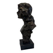 Vintage Art Nouveau Style Female Bust Sculpture, Bronze Effect, Decorative