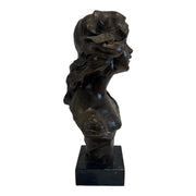 Vintage Art Nouveau Style Female Bust Sculpture, Bronze Effect, Decorative