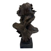 Vintage Art Nouveau Style Female Bust Sculpture, Bronze Effect, Decorative