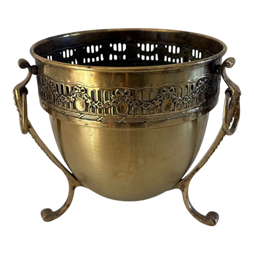 Fine French Louis XVI Style Brass Jardinière with Pierced Gallery, c.1900