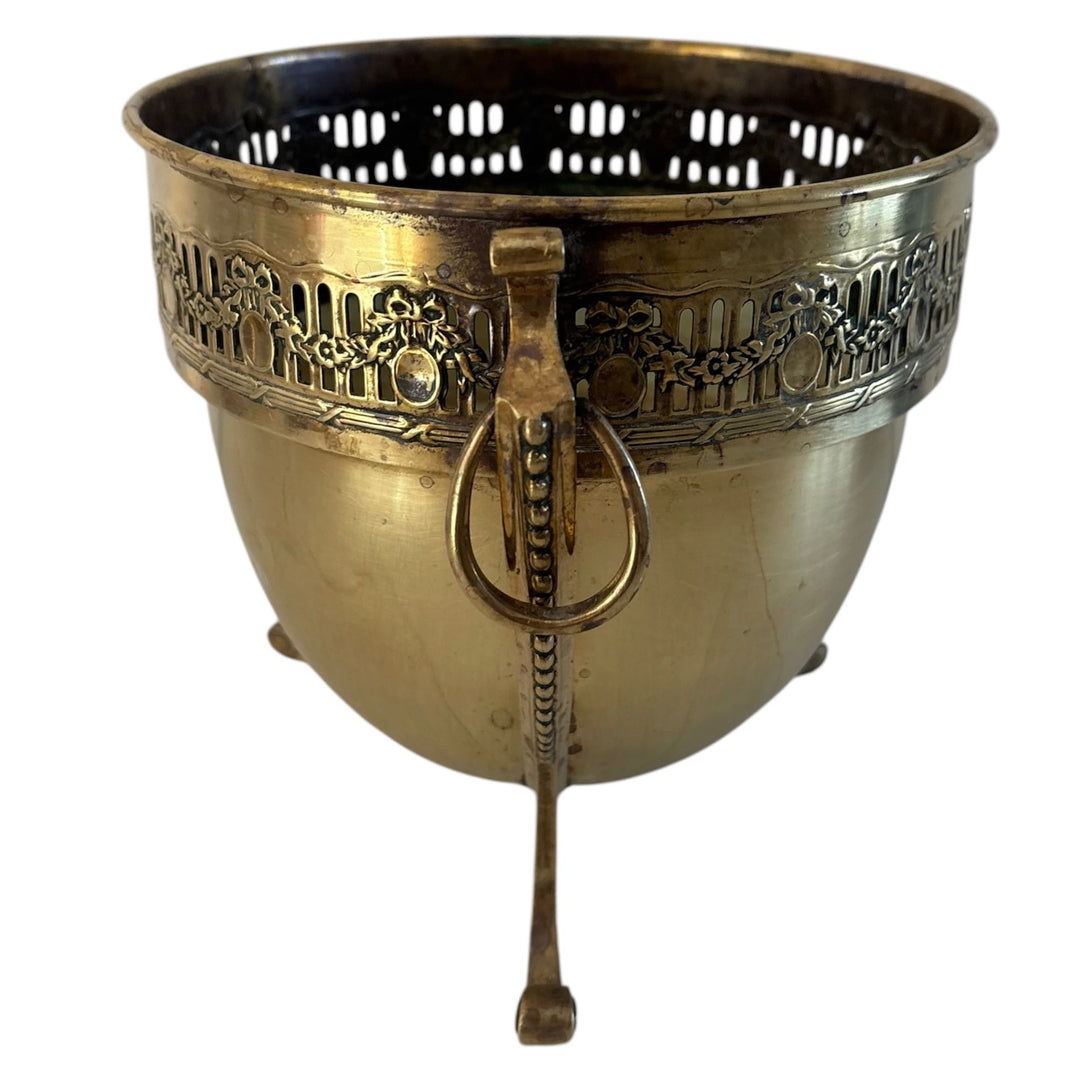 Fine French Louis XVI Style Brass Jardinière with Pierced Gallery, c.1900