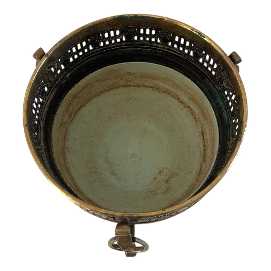 Fine French Louis XVI Style Brass Jardinière with Pierced Gallery, c.1900