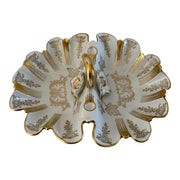 Antique German Porcelain Twin Bonbon Dish with Gilt Decoration & Handle, ELM Mark c.1900”