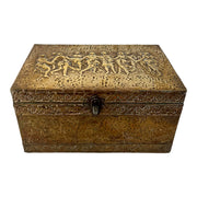 French Embossed Brass Jewellery Casket with Classical Figural Frieze