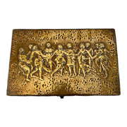 French Embossed Brass Jewellery Casket with Classical Figural Frieze