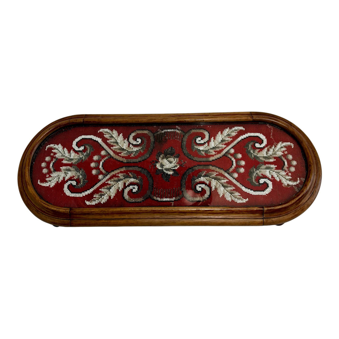 Victorian Beadwork & Needlepoint Tray by Wylie & Lochhead, Glasgow, c.1880