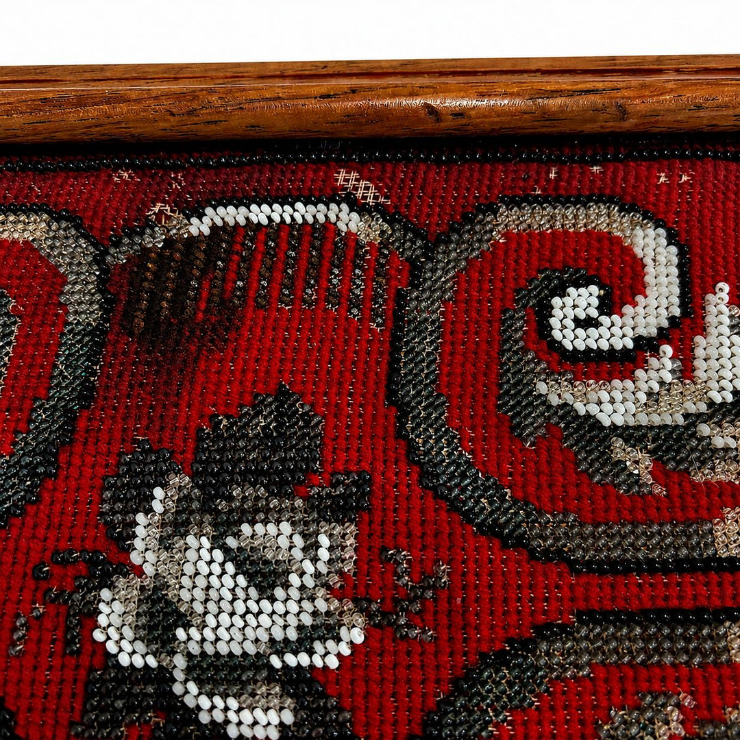 Victorian Beadwork & Needlepoint Tray by Wylie & Lochhead, Glasgow, c.1880