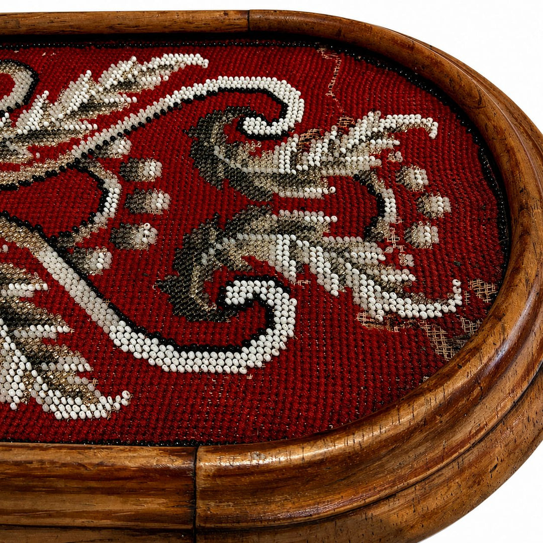 Victorian Beadwork & Needlepoint Tray by Wylie & Lochhead, Glasgow, c.1880