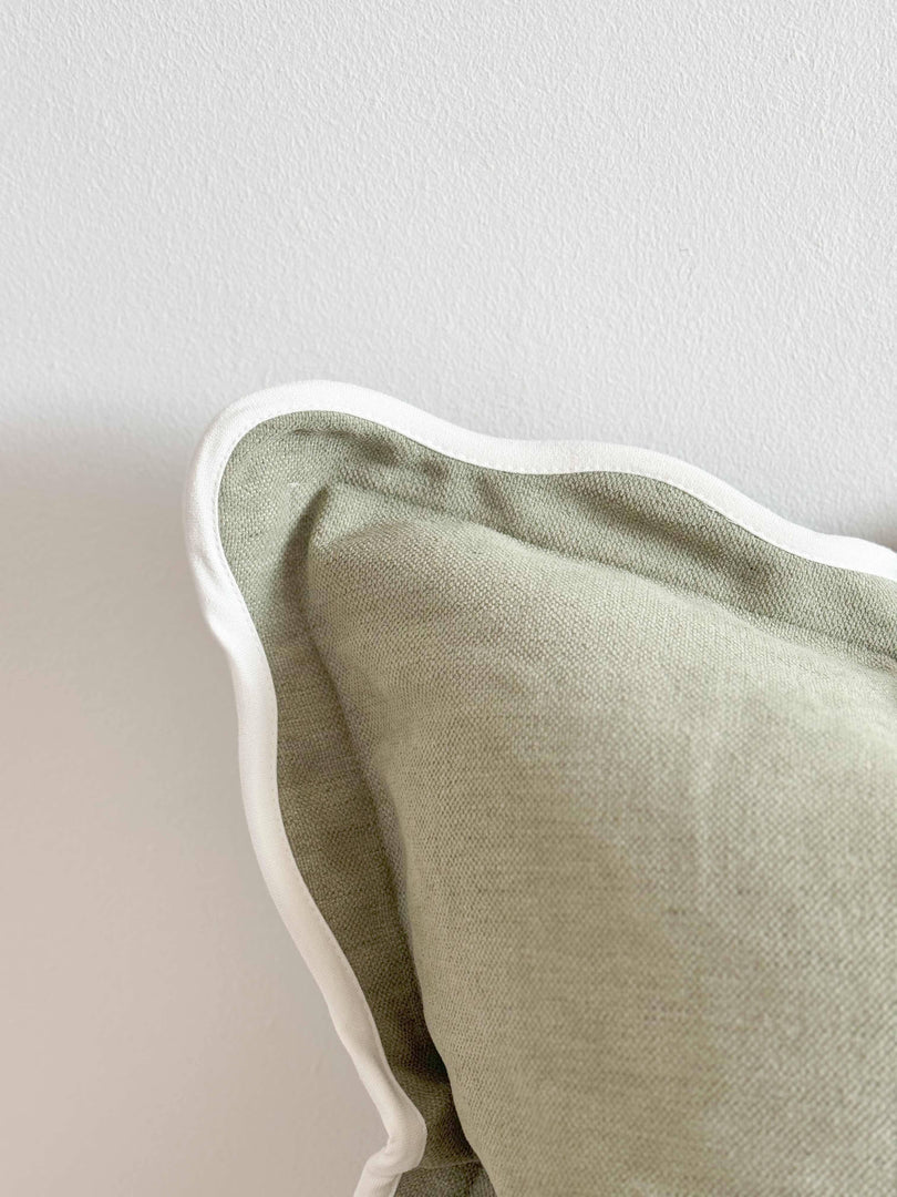 Chloe Sage Scalloped Linen Blend