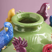 Green Vase, Parrots