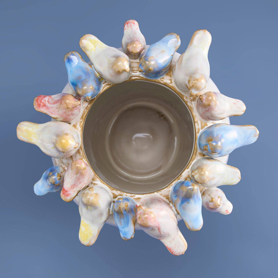 White Birds Vase, Stoneware