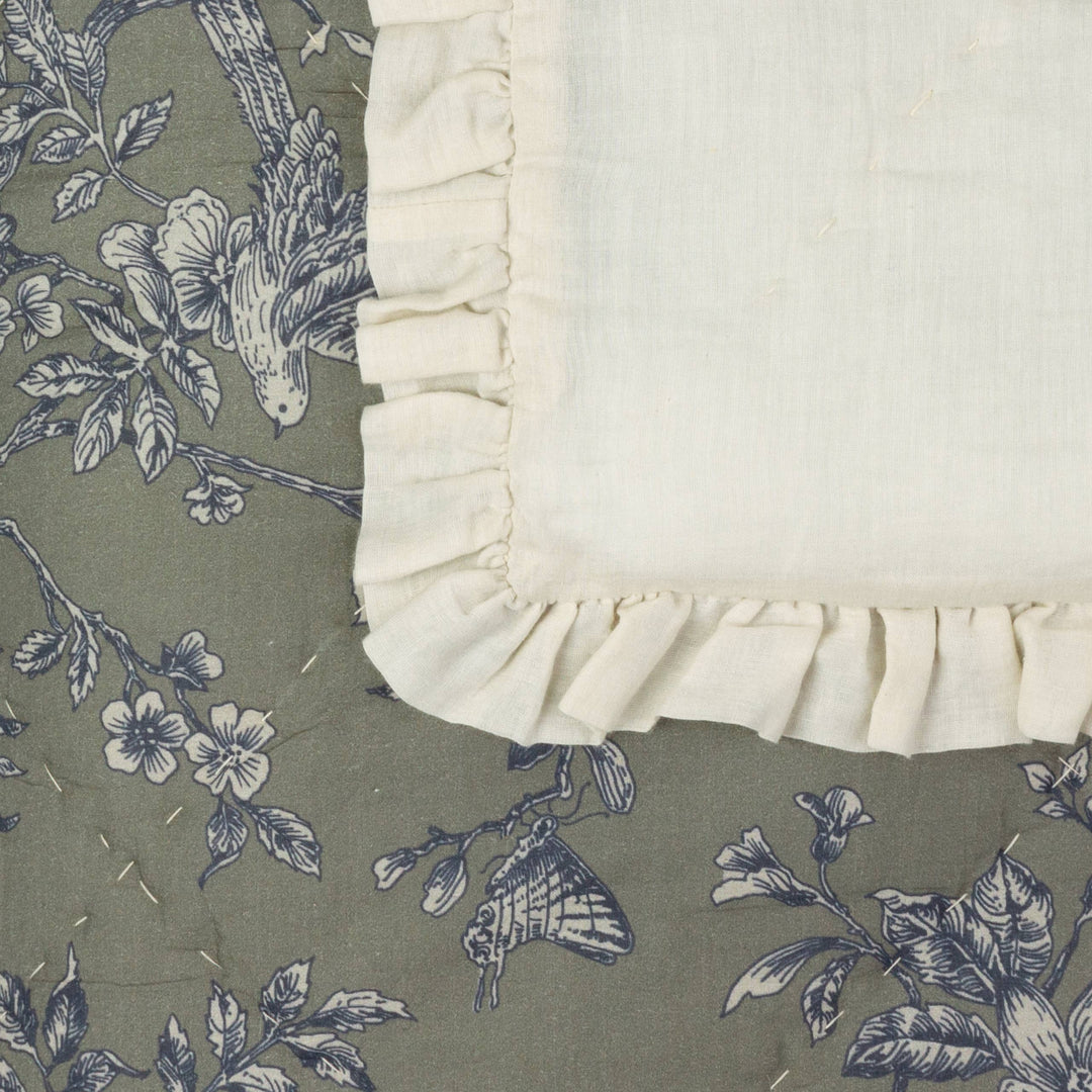 Hermione Ruffled Cotton Bedspread Moss