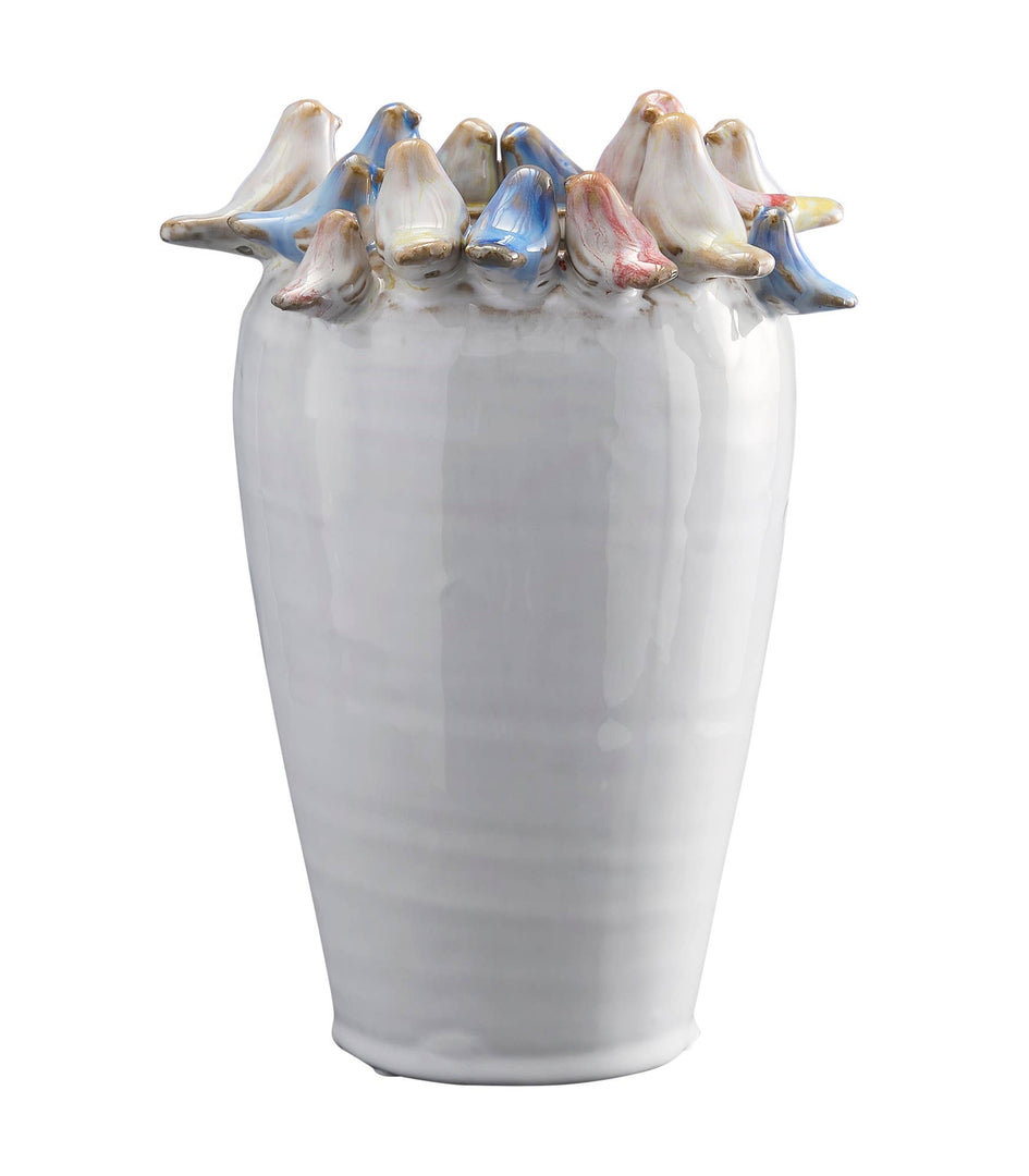 White Birds Vase, Stoneware