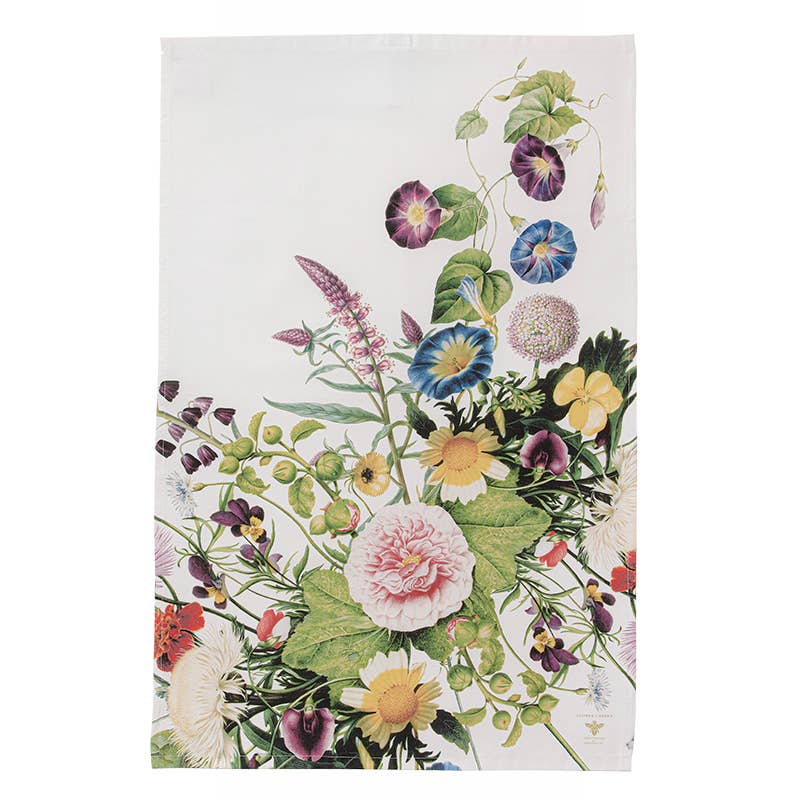 A Flower Garden 100% organic cotton tea towel- made in Europ