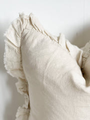 Hallie Ruffled Linen Cushion Cover, Cream