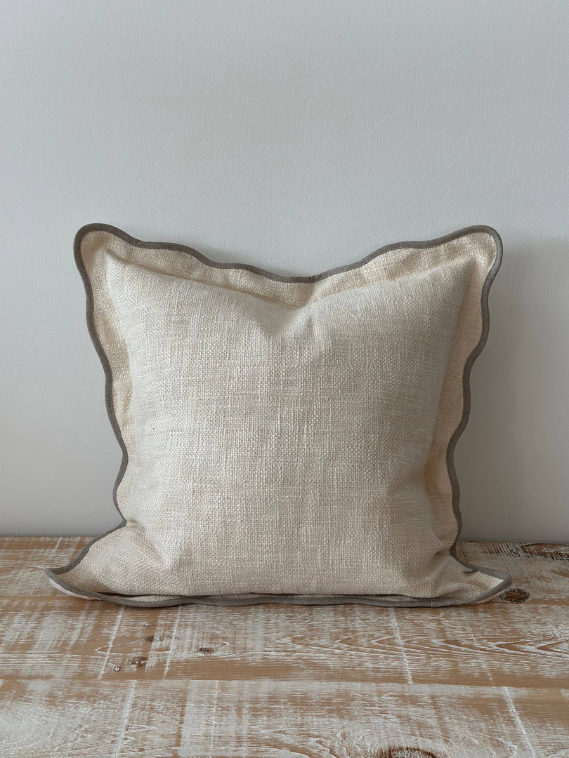 Chloe Cream & Greige Scalloped Cushion Cover