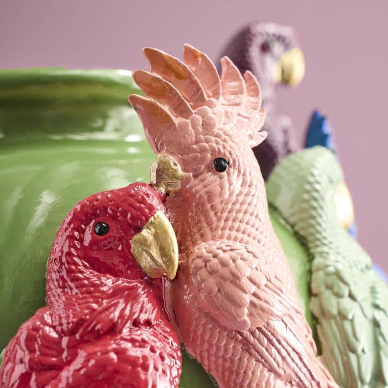 Green Vase, Parrots